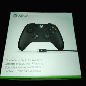 2016 MICROSOFT XBOX BLACK CONTROLLER + CABLE FOR WINDOWS-NEW!!